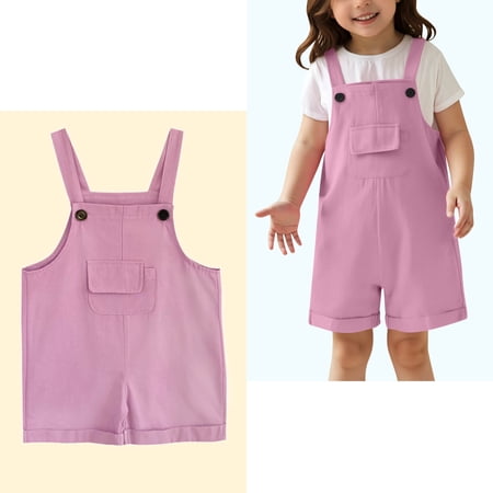 Jumpsuit Girl Kids Casual Sleeveless Romper Girls Overalls with Pockets Purple Jumpsuits Kids Clothes Girls Size 13-14 Years