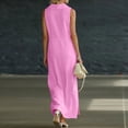 thumbnail image 6 of Women's Solid Linen Sleeveless Long Shift Dress with Side Slit Casual, 6 of 7