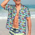 thumbnail image 3 of Haiem Transport Printed Hawaiian Shirt for Men - Men’s Casual Beach Summer Shirts - Stretch Fabric with Modern Fit-Large, 3 of 7
