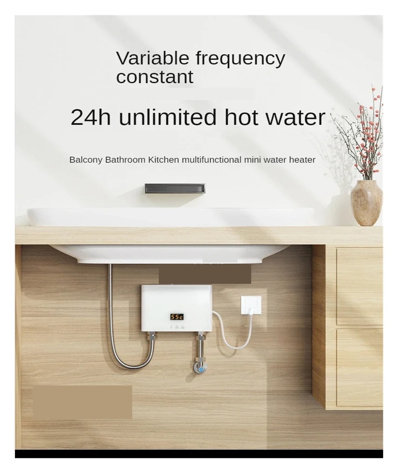Tankless Instant Electric Water Heater With Touch Panel Remote Control For Kitchen Bathroom Accessory ,Energy Saving