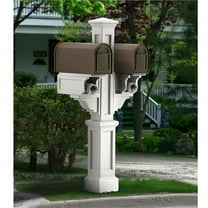Lawnitator Rockport Double Mailbox Post White Plastic Pedestal Mount Mailbox Post for Two Mailboxes