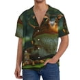 thumbnail image 1 of Fotbe Intellectual Frog Pond Camisa Estampada de Manga Corta para Hombre, Casual de Verano, Estilo Playero, Sin Arrugas-Large, 1 of 5