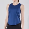 thumbnail image 5 of Workout Tank Tops Women Yoga Running Quick Dry Sleeveless Gym Tee Shirts Curved Hem Athletic Clothes UPF50+ (XL, Navy), 5 of 6