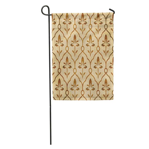 SIDONKU Aboriginal Retro Brown Watercolor Curve Round Cross Flower Abstract Aged Garden Flag Decorative Flag House Banner 12x18 inch