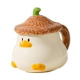 thumbnail image 3 of Taza de café de cerámica, taza de té, creativa, linda caricatura, taza de cereales con forma de pato para el hogar marrón, 3 of 9