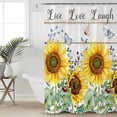thumbnail image 4 of Shower Curtain, Yellow Sunflower Butterfly Watercolor Leaves Waterproof Shower Curtain Set with Hooks for Bathroom Showers,Stalls and Bathtubs,72x72In Farm Wood Grain, 4 of 9