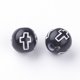 thumbnail image 2 of Craft Style Acrylic Beads Round with Cross Black 8mm Hole: 2mm about 2000pcs/500g, 2 of 2