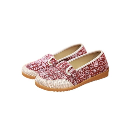 

Ritualay Womens Flats Slip-On Loafers Comfort Canvas Shoes Lightweight Breathable Casual Shoe Work Walking Non Slip Red 6.5