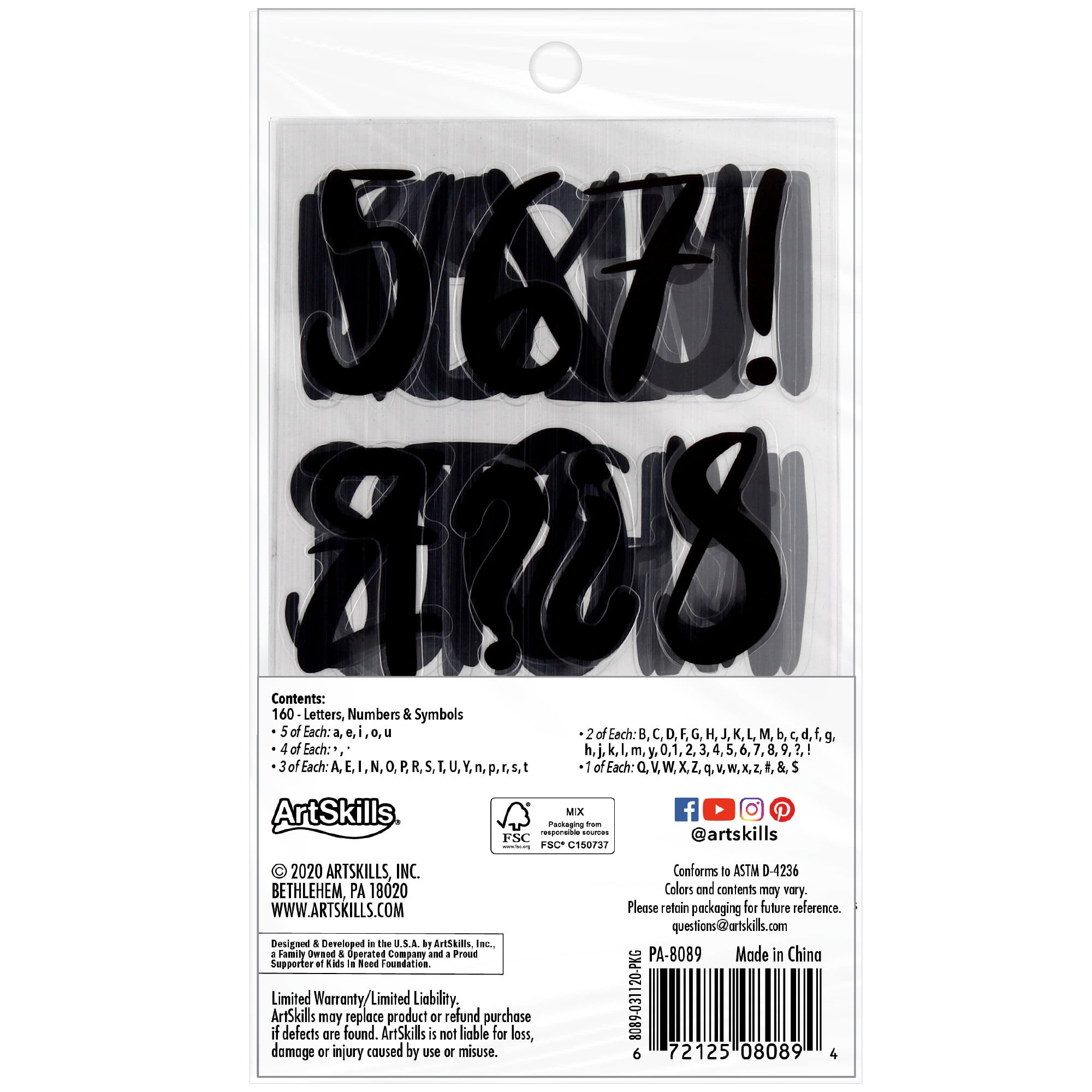 Artskills 2 Black Script Letter Number Stickers School And Craft Projects 160pc Walmart Com Walmart Com