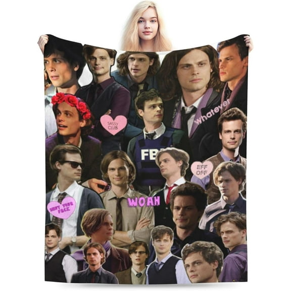 Soft Flannel Fleece Blanket Matthew-Gray-Gubler Plush Throw Cozy Blankets for Couch Sofa 60"x50"