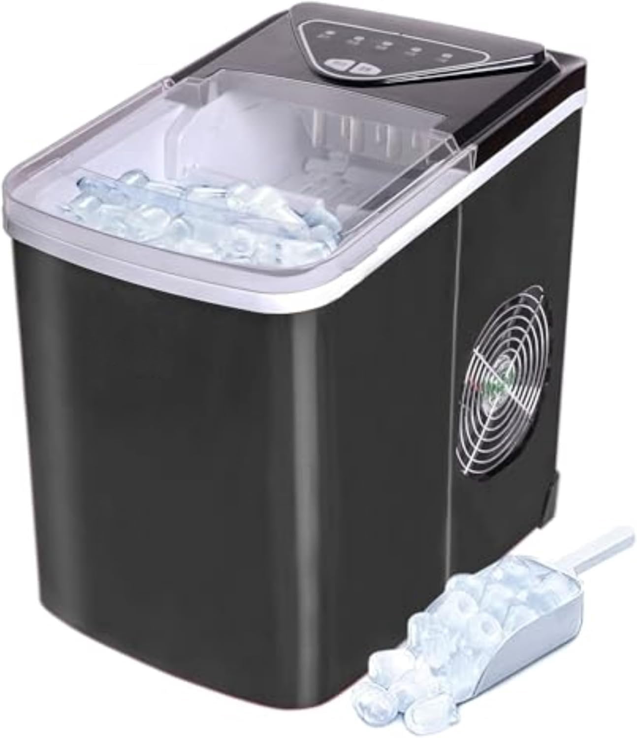 EFIC123-SSBLACK Compact Countertop Ice Maker, 26lbs of Ice per Day, Black Stainless