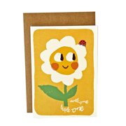Welcome Little One Card – Adorable Flower Design with Ladybug – Blank Inside, Perfect for Baby Showers and Newborn Celebrations – Envelope Included