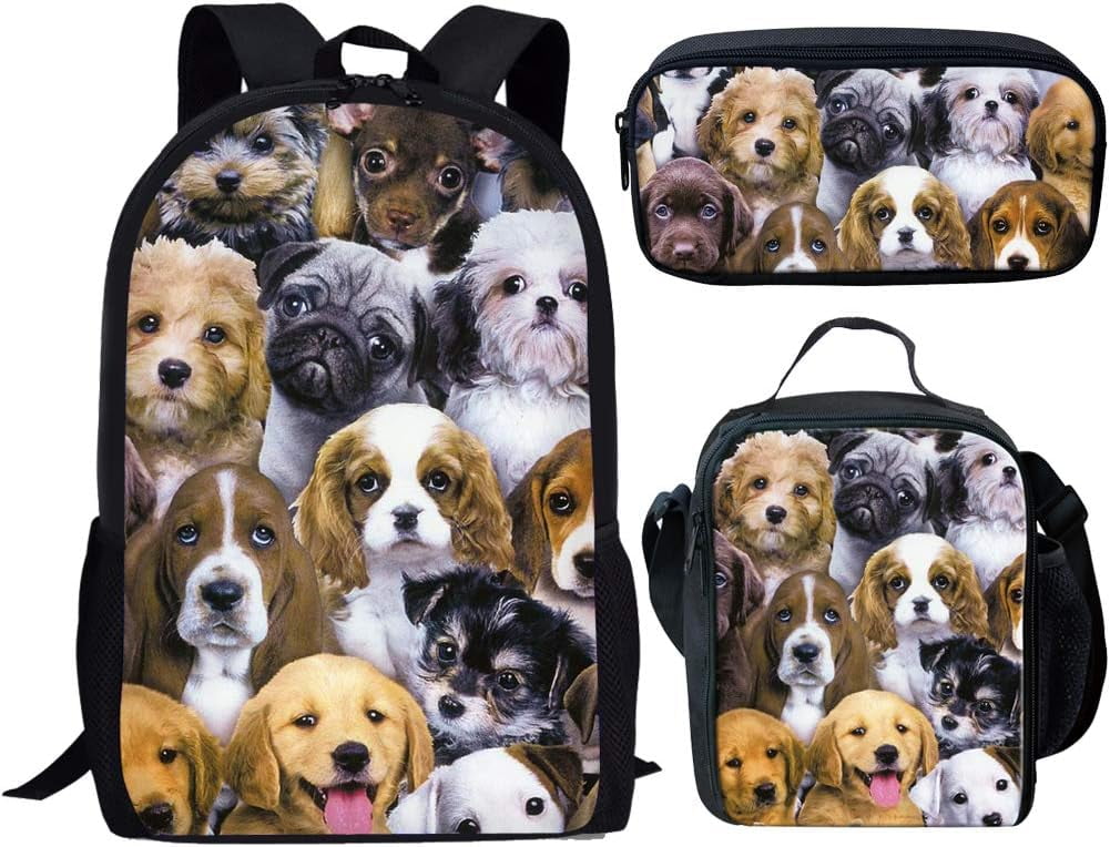 GDAKE Puppy Dog Little Boys Backpack and Lunch Box Bookbags Middle