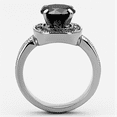 thumbnail image 3 of Ladies New Stainless Steel 9mm Round Black CZ Halo Engagement Ring Size 6, 3 of 4