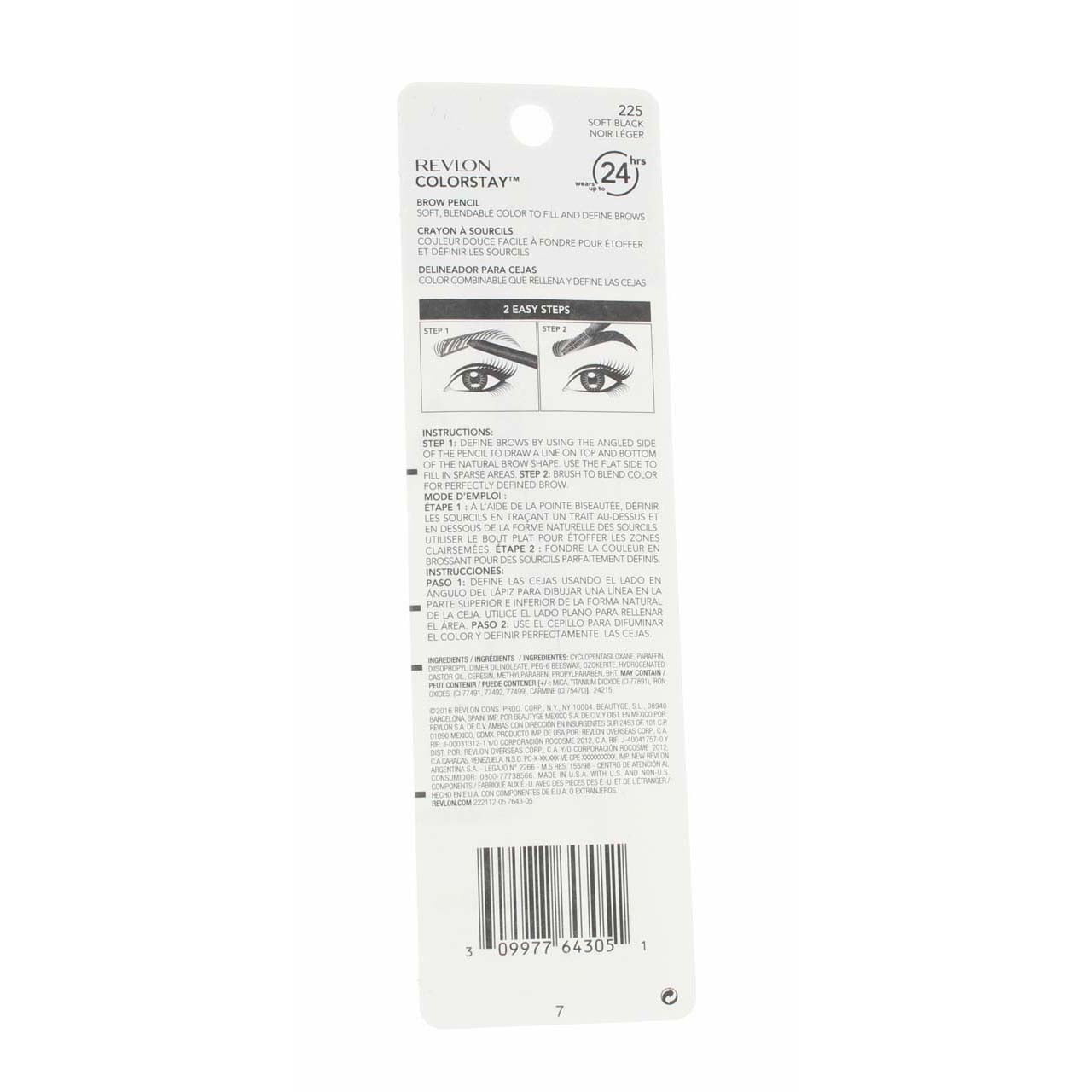 Revlon ColorStay Brow Pencil, [225] Soft Black 1 ea (Pack of 2)