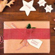 IFANLANDOR 1Pack Christmas Decoration Ribbon Red 78.7in x 2.4in Jute Crafts Wraps