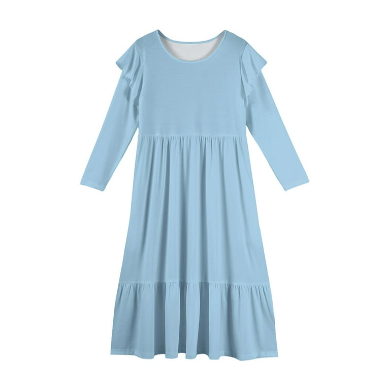 Everyday Maxi Dress, Soft Jersey Knit with a Relaxed Fit and Pockets,  Perfect Throw and Go Dress for Busy School Mornings and Playdates,Light  Blue,120 - Walmart.com