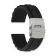 thumbnail image 3 of 24mm Blk Link Design Silicone Slvr-tone Deploy Bkle Watch Band, 3 of 3