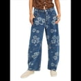 thumbnail image 3 of Vaqueros Rectos, Holgados, Informales, de Tiro Medio y Pierna para Mujer, Estilo Boyfriend Y2K, Pantalones Cortos de Mezclilla Flores Azules XXL, 3 of 8