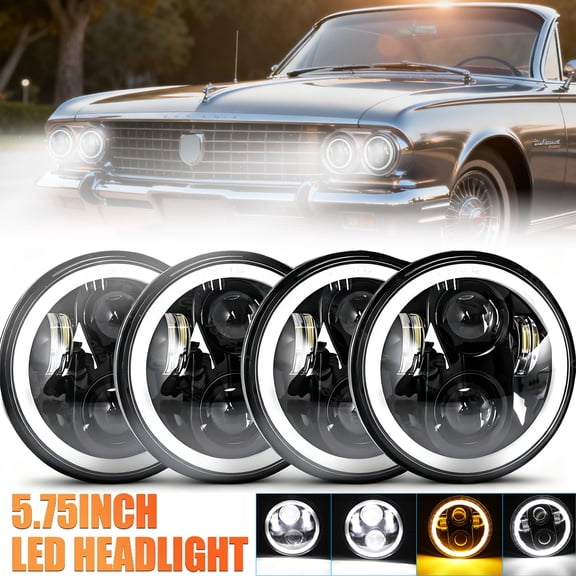 4pc 5.75" LED Headlights (H5001/H5006) with High-Low Beam & Halo DRL - Fit Buick Electra/Wildcat