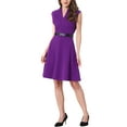 thumbnail image 2 of INSPIRE CHIC Work Dress for Women's Fit and Flare 2024 Cap Sleeve Business Dresses XL Grape Purple, 2 of 6