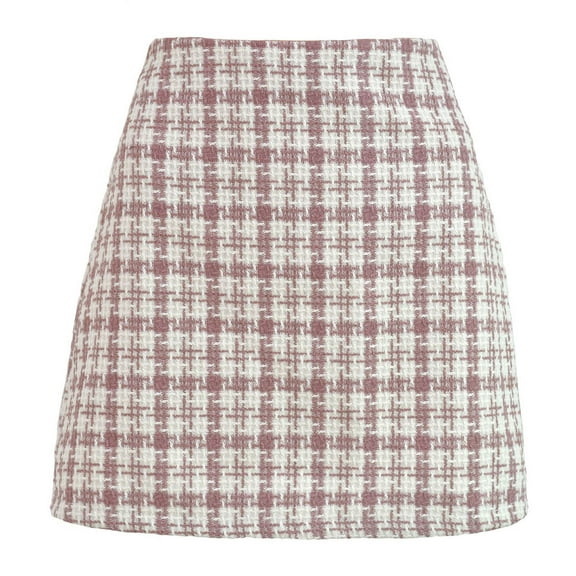 Mini Plaid Skirt for Women High Waist A line Slim Fit Pencil Spring Fall Skirts Casual Stretch Short Skirts