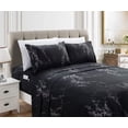 thumbnail image 3 of Mocassi Marble Printed 6-Piece Sheet Set, 1500 Thread Count, Breathable and Super Soft Material, Wrinkle Resistant, Fitted Sheets with Smart Pockets, Marble Sheet Set, Full, Black, 3 of 3