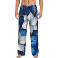 thumbnail image 5 of Mens Pajama Pants, Blue White Floral Elegance Soft Sleep & Lounge Pants for Men, Cuteness Casual PJ Bottoms Pants with Pockets, 5 of 7