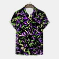thumbnail image 5 of Bainana Men's Carnival Casual Shirts 3D Print Short Sleeve Lapel Collar Tops Comfortable Soft Men Mardi Gras Button Down T-Shirt Black Size L, 5 of 5