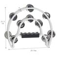 thumbnail image 4 of Tambourin Musical avec Poignées en Métal à Double Rangée, Tambour de Percussion, Cadeau de Fête, Instruments de Percussion Blanc, 4 of 7