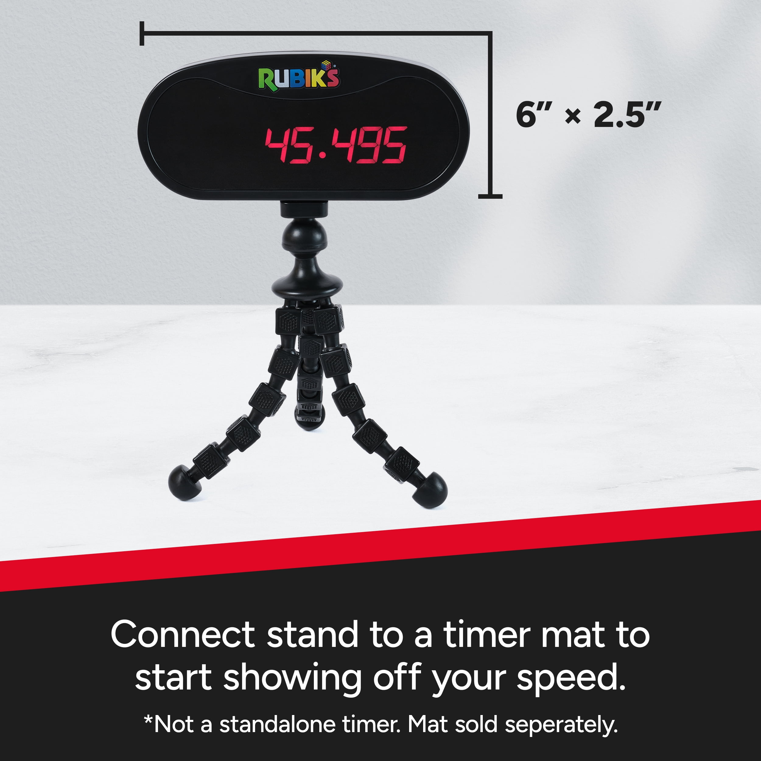 Rubik’s Cube, Mini Timer Display & Stand, Includes Case, Clear Display Device & Adjustable Stand for At-Home Speedcubing Practice, Brain Teaser Puzzle for Adults, Fidget Toy for Kids, Ages 8 & Up