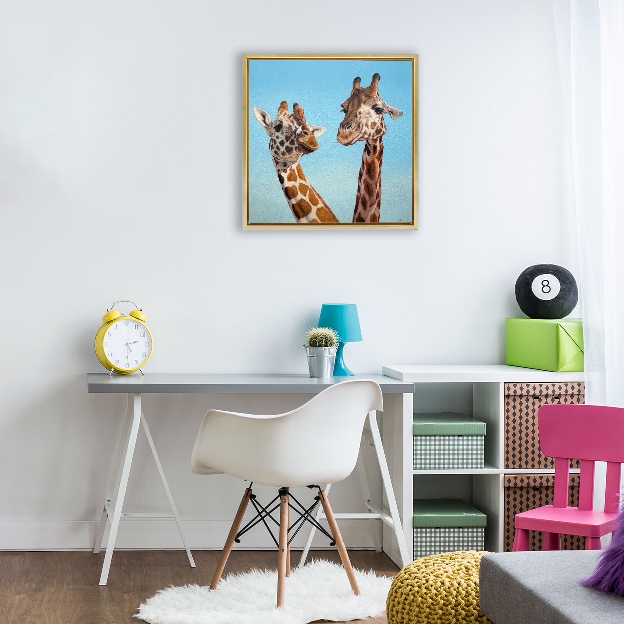 Stupell Industries Romantic Soulmate Giraffes Gold Framed Floater Canvas Wall Art, design by Lucia Heffernan