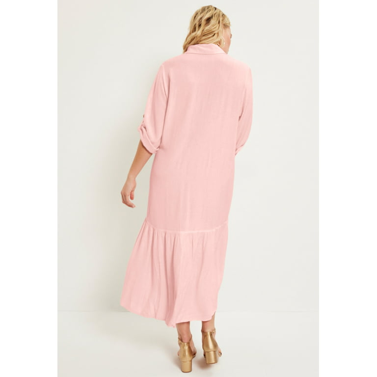 eksplodere Palads service June + Vie Women's Plus Size Ruffled Shirt Dress - Walmart.com