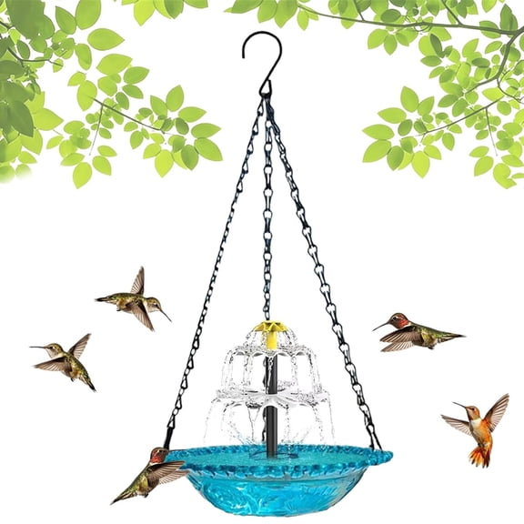 CCWADH Hanging Solar Bird Bath Fountain, Solar Powered Cascading Outdoor Water Fountain, Hanging Bird Bath with Flowing Water, Decorative Garden Yard Patio Bird Bath Fountain