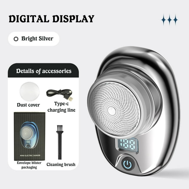 Pompotops Mini Shaver Type-C Quick Charging Portable Travel Shaver LCD Digital Display Electric Shaver,Clearance Deals