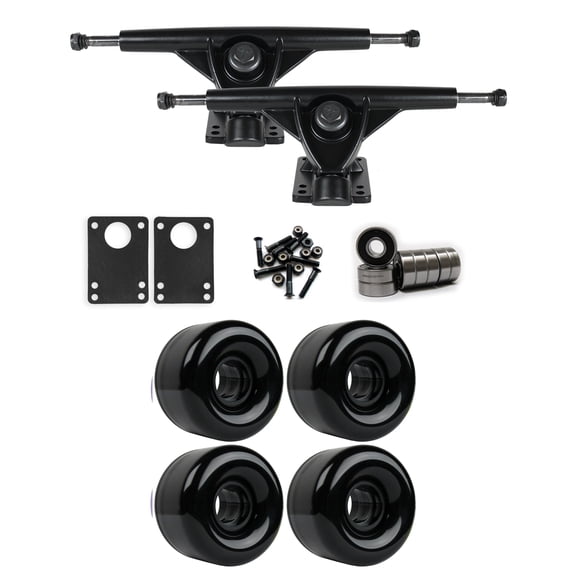 RKP Black Longboard Trucks Wheels Package 65mm x 44mm 83A Black