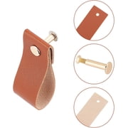 12PCS Leather Drawer Pulls Handmade Cabinet Door Wardrobe Handle DIY for Kitchen Bathroom Cabinets Cupboards Wardrobe Dresser Brown