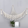 thumbnail image 1 of Langgg Boho Plush Toy Hammock Triangular Shape Hanging Stuffed Animal Storage Basket Tassels Space Saver Wall Net for, 1 of 8