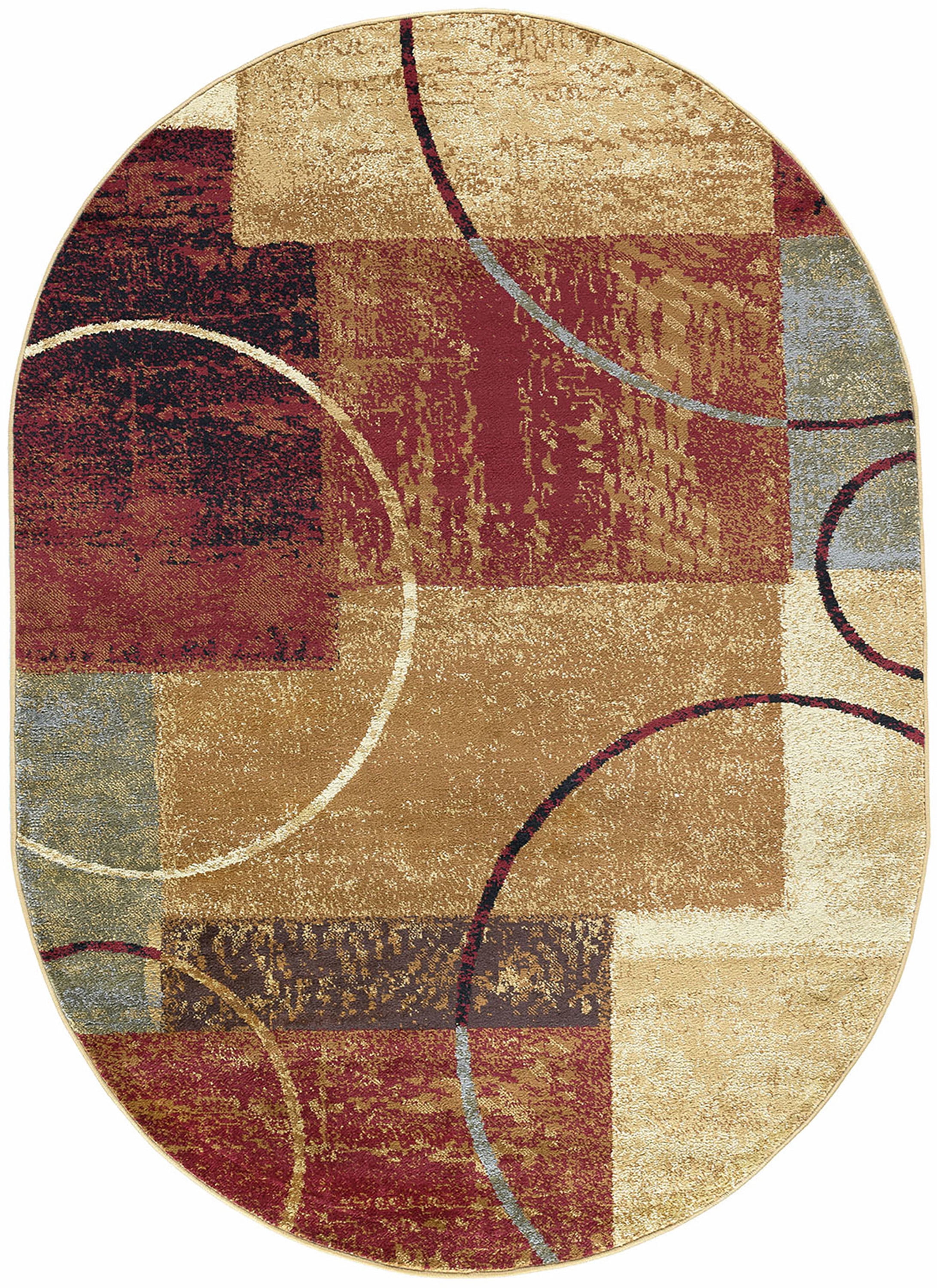 Elegance Contemporary 5' x 7' Oval Multi-Color Polypropylene Indoor Area Rug
