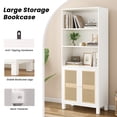 thumbnail image 3 of Farini Tall 5 Tier Bookcase, Storage Shelf with Rattan Doors for Living Room, Office, Library, White, 3 of 8