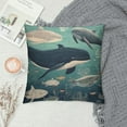 thumbnail image 2 of COMIO  Fish Throw Pillow Cover  Nature Nautical Ocean Sea Seaweed Coral Whale Shark Dolphin Rectangle Pillow Cases Home Decorative Cushion Cover for Bed Sofa Blue, 2 of 5