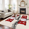 thumbnail image 2 of Large Area Rugs for Living Room Bedroom, White Red Baseball 8'x10' Rug Washable Carpet Runner Indoor Outdoor, Modern Art Funny Words Non Slip Floor Mats Rug for Kitchen, Patio, 2 of 8