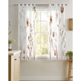 thumbnail image 4 of Brown Red Spring Floral Sheer Curtains 39 Inch Length 2 Panels Set for Living Room/Bedroom, Summer Flowers Botanical Elegant Kitchen Curtains Grommet Semi-Sheer Curtains Window Treatments 27.5"x39"x2, 4 of 7