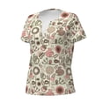 thumbnail image 2 of Goofa Squirrel In The Forest Pattern Womens Deep V Neck Low Cut Tops Casual Summer Short Sleeve Ribbed Knit T-Shirts-Small, 2 of 5