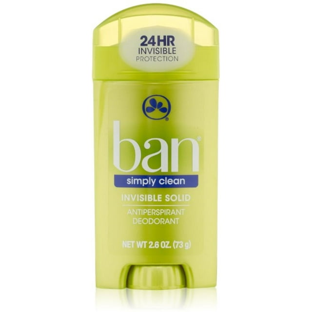 Ban Antiperspirant Deodorant Invisible Solid, Simply Clean 2.60 oz
