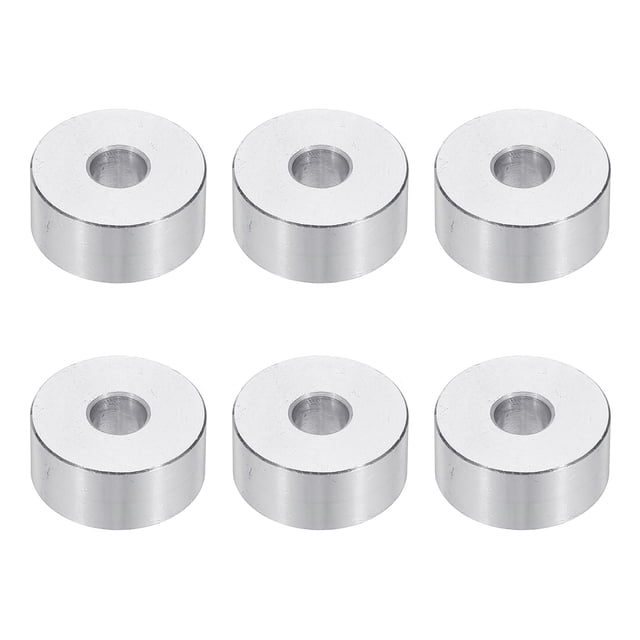Espaciadores de aluminio M6, 6 piezas de espaciadores de metal de aluminio 6.5mm ID x 20mm OD x 10mm L, espaciador de tornillo de soporte redondo para tornillos o pernos M6 de 1/4