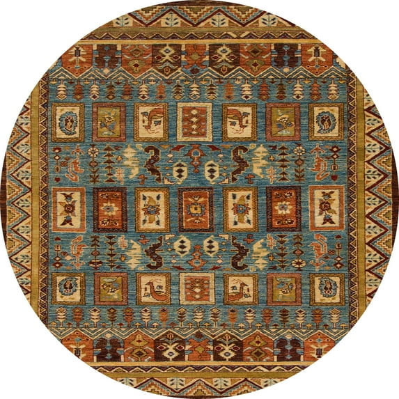 Ahgly Company Machine Washable Indoor Round Abstract Dark Sienna Brown Area Rugs, 8' Round