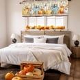 thumbnail image 6 of Kitchen Valances for Window, Orange Pumpkin Maple Leaf Fall Thanksgiving Light Filtering Rod Pocket Valance Curtain, Boho Stripe Vintage Stamp &nbsp;Short Curtains Window Topper for Bedroom 54x18in, 6 of 7