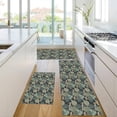 thumbnail image 4 of William Morris Vintage Floral Kitchen Rugs Sets of 3,Boho Non Slip Rubber Kitchen Mats for Floor Farmhouse Washable Kitchen Area Rugs Floor Carpet Runners for Hallway Laundry Room,Dark Green, 4 of 6