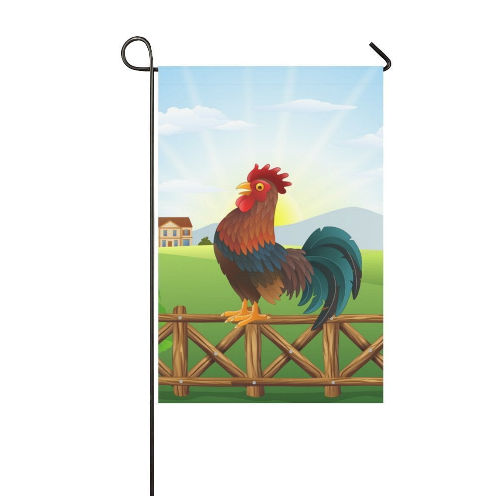 MYPOP Rooster Crowing Outdoor Decorative Flag Garden Flag 12x18 inches
